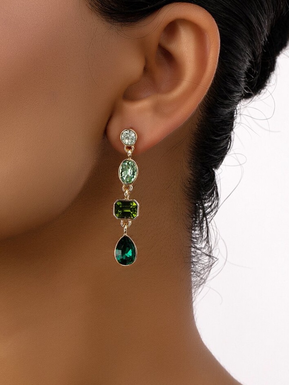 Green Multicolor Gemstone Drop Earrings NEW 🏷️